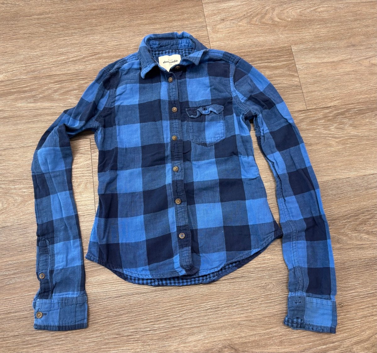 Abercrombie Kids Small Blue Plaid Flannel Shirt - Nest and Sprout - Consignment