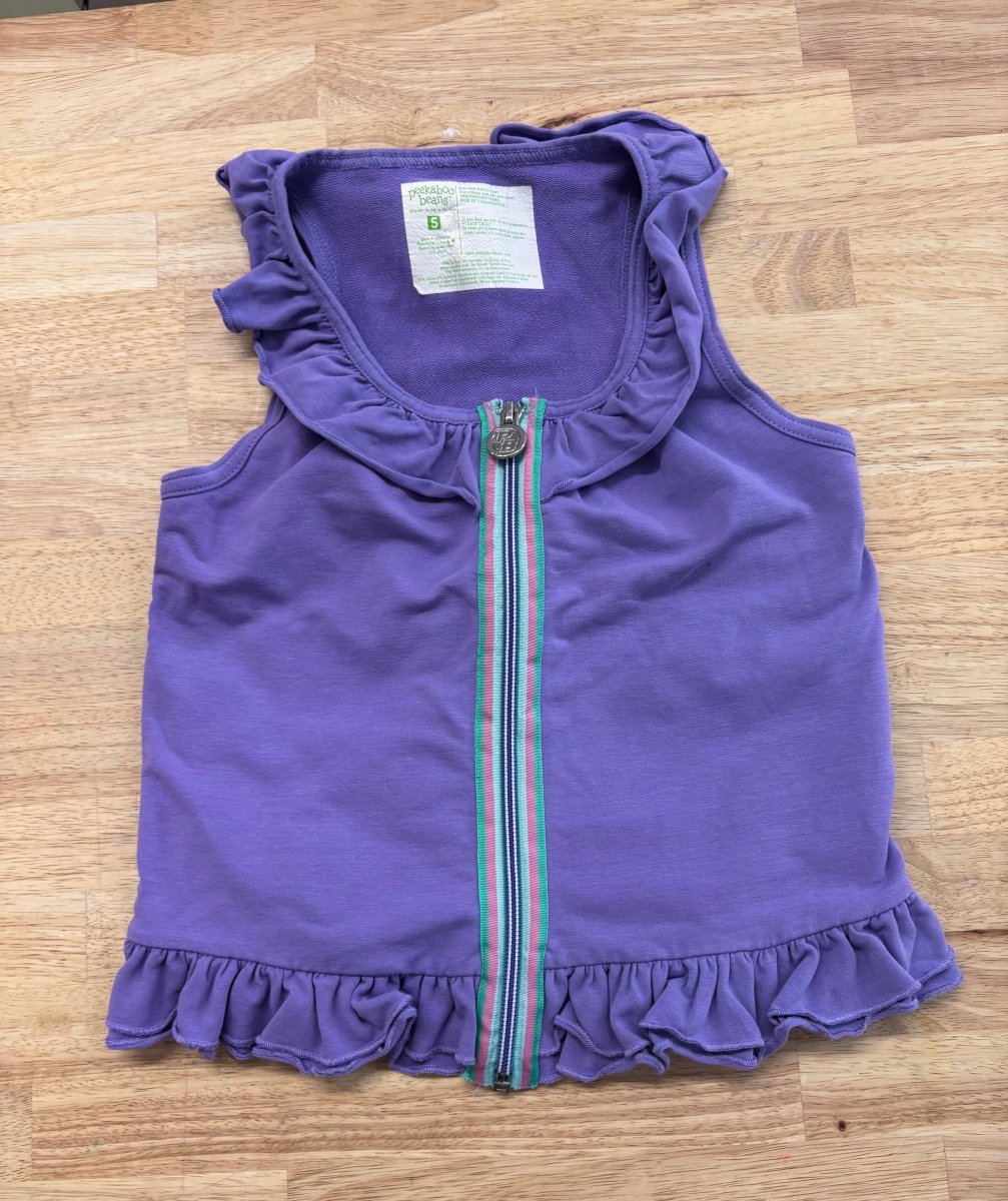 Peekaboo Beans Zip - Up Vest – Purple, Size 5 - Nest and Sprout - Consignment
