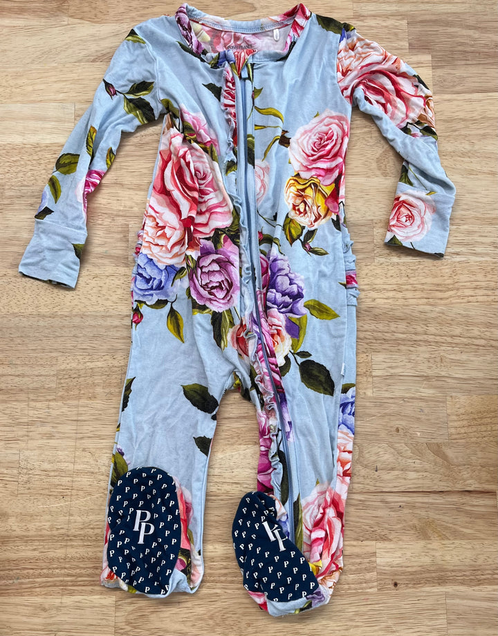 Posh Peanut 12–18M – Blue Floral Sleeper