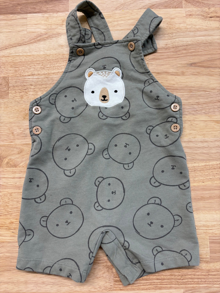 Pekkle Short Overalls, 18 Months (Bear Face)