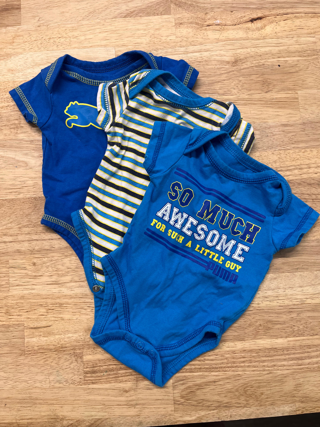 Puma Bodysuits – Size 0–3M (Set of 3)