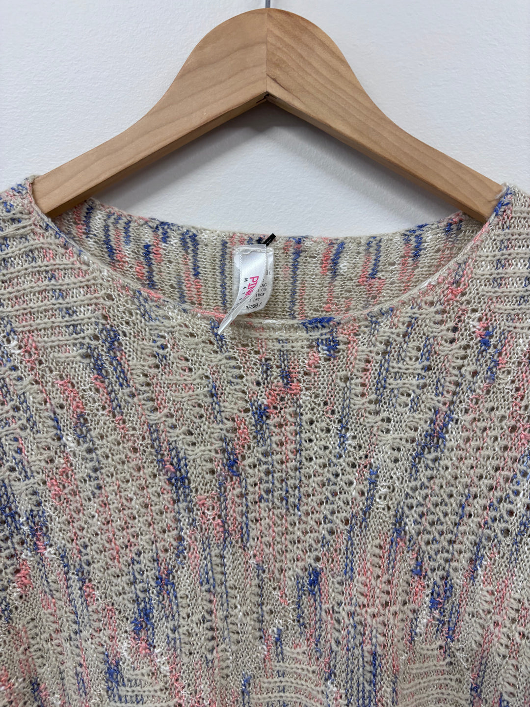 Pink Blush Maternity Sweater (Size M/L, Cream/Oat with Pink and Blue Accents)