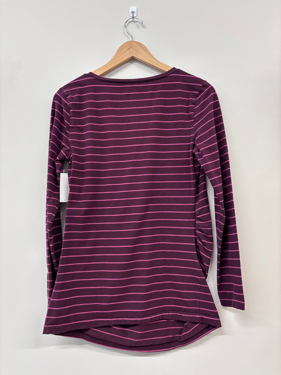 Gap Maternity Long Sleeve Top (Size Medium, Burgundy with Pink Stripes)