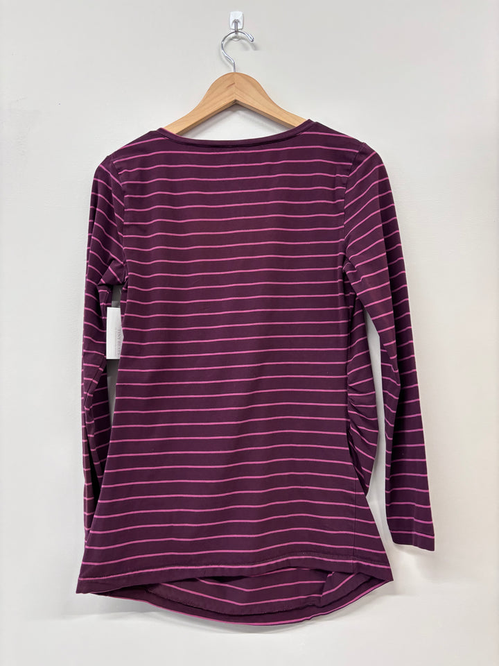 Gap Maternity Long Sleeve Top (Size Medium, Burgundy with Pink Stripes)