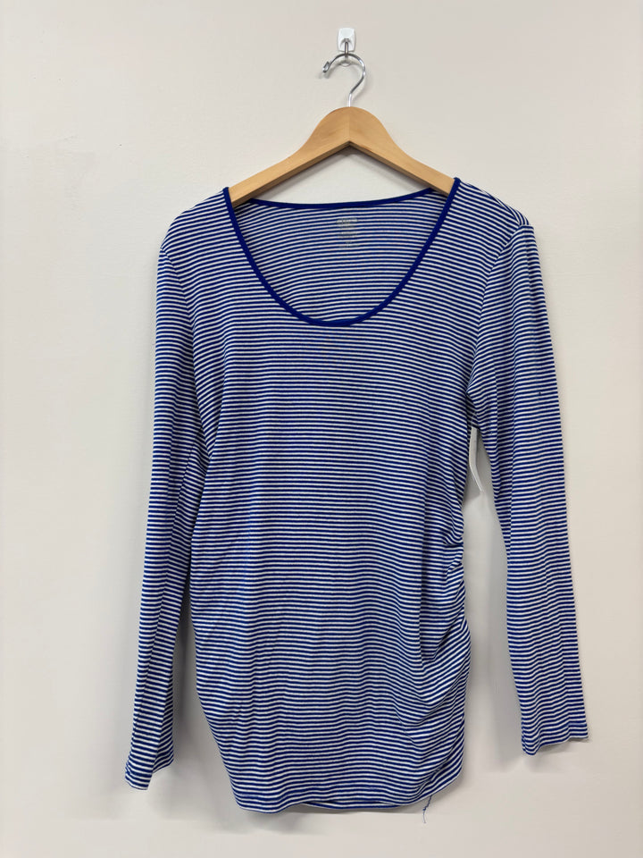 Old Navy Maternity Top (Size Large, Blue Stripes)