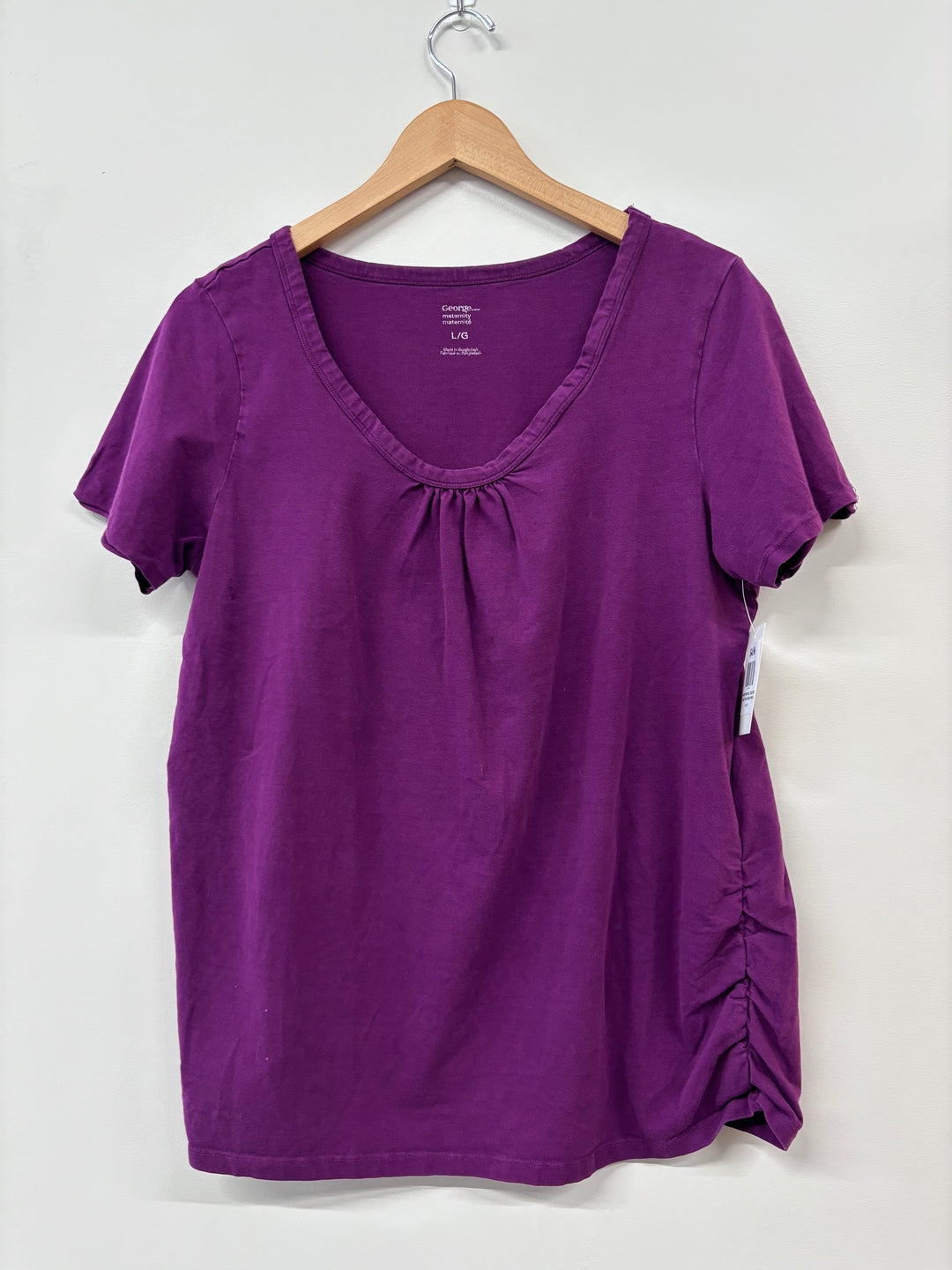 George Maternity Top (Size Large, Purple Scoop Neck)