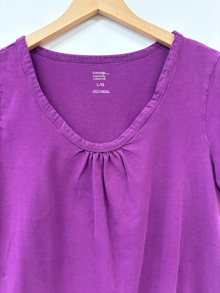 George Maternity Top (Size Large, Purple Scoop Neck)