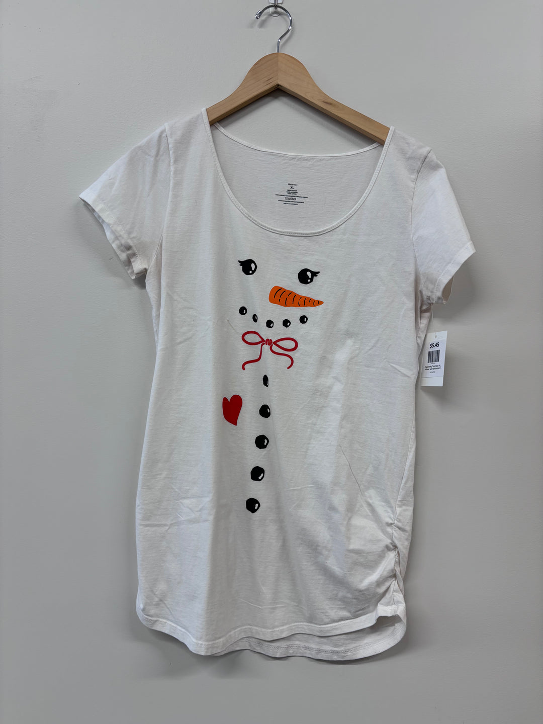 Maternity Top (Size XL, White with Snowman)