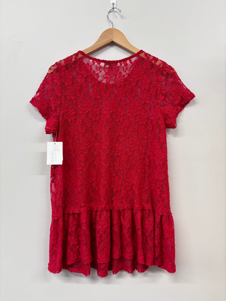 Mom & Co Maternity Top (Size XL, Red Lace)