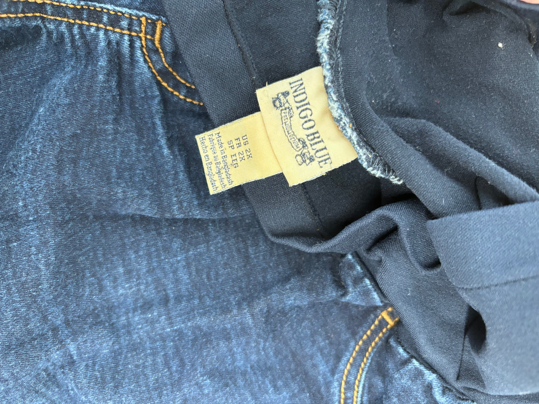 Indigo Blue Maternity Jeans (Size 2X, Dark Wash Full Panel)