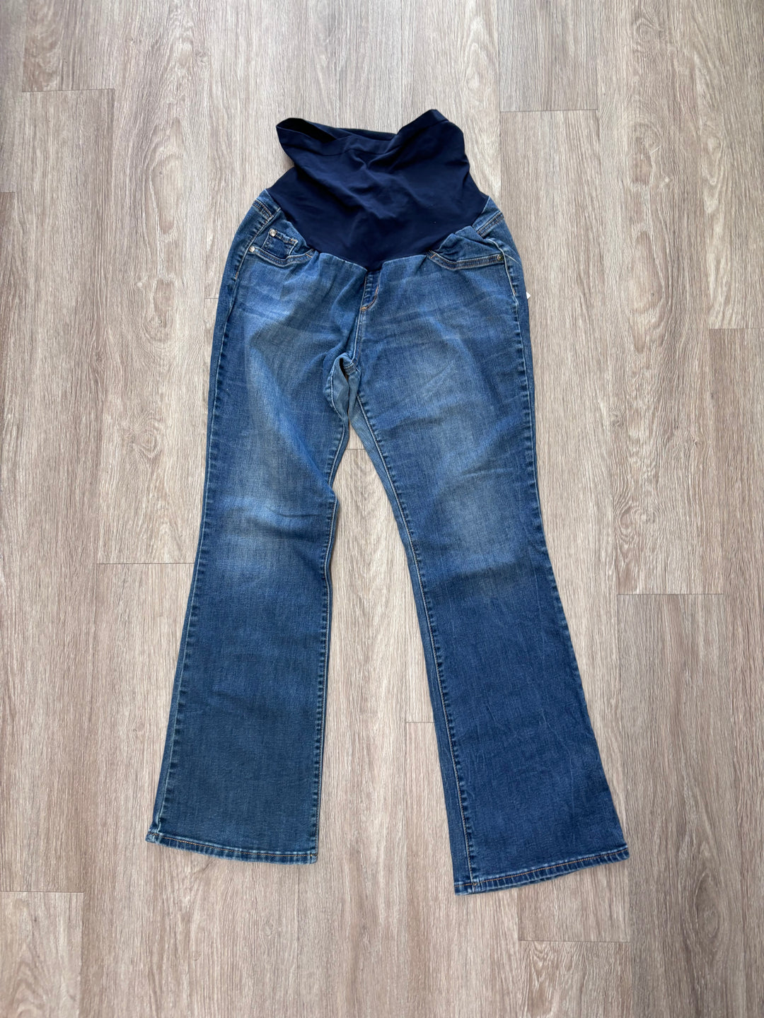 Indigo Blue Maternity Jeans (Size XL, Mid Wash Denim)