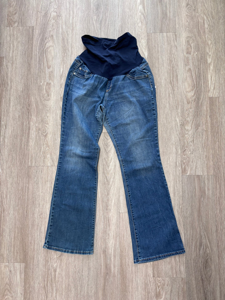 Indigo Blue Maternity Jeans (Size XL, Mid Wash Denim)