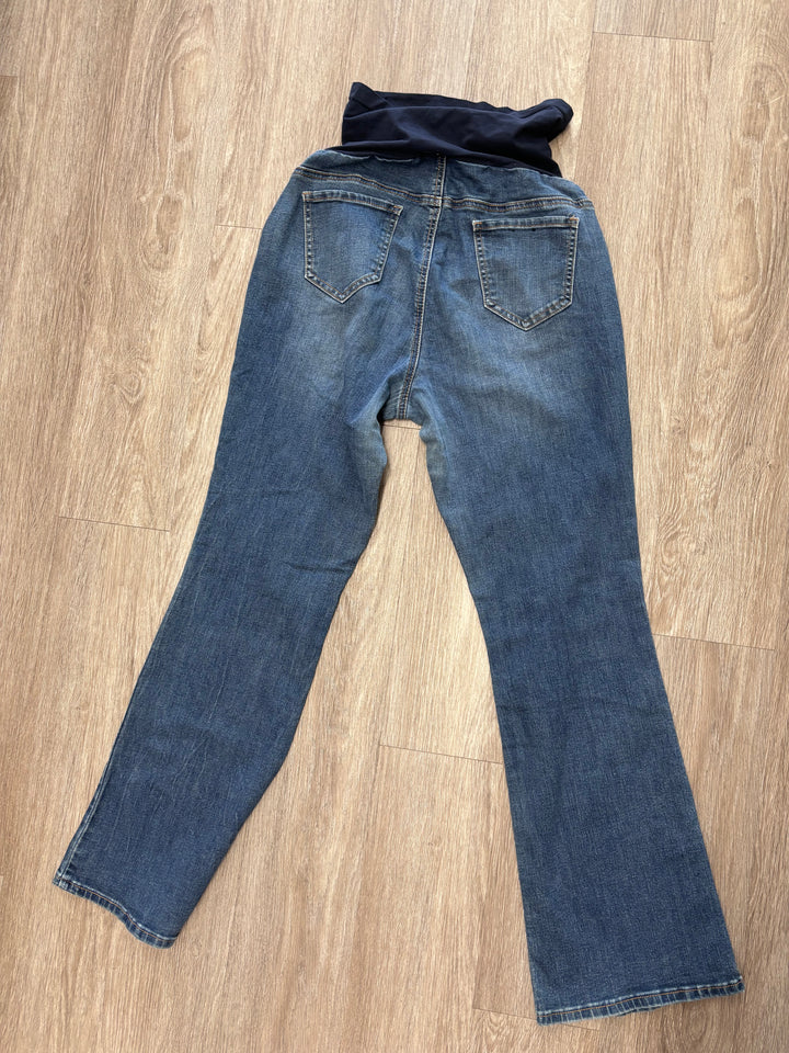 Indigo Blue Maternity Jeans (Size XL, Mid Wash Denim)