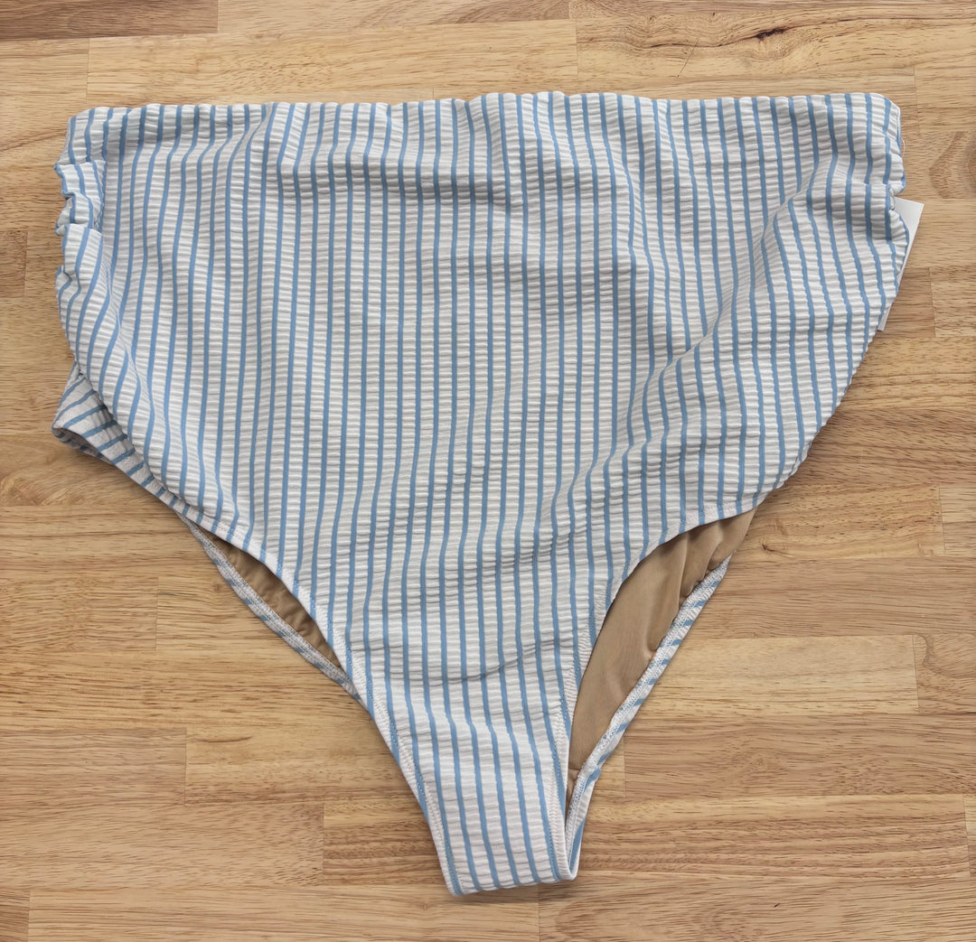 Old Navy Maternity Swim Bottoms (Size XXL, White with Blue Vertical Stripes)