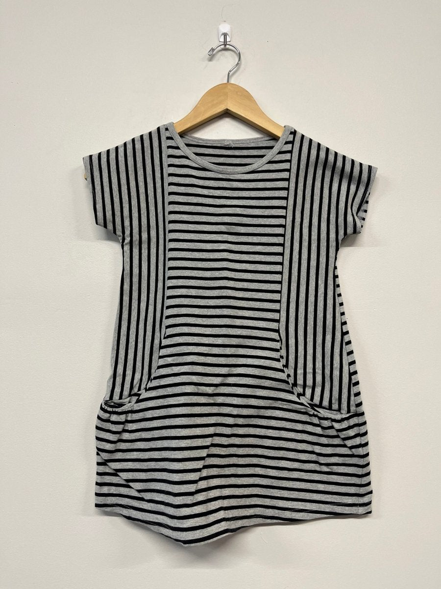 Peekaboo Beans Tunic – Black/Grey Stripes – Size 7 - Nest and Sprout - Consignment