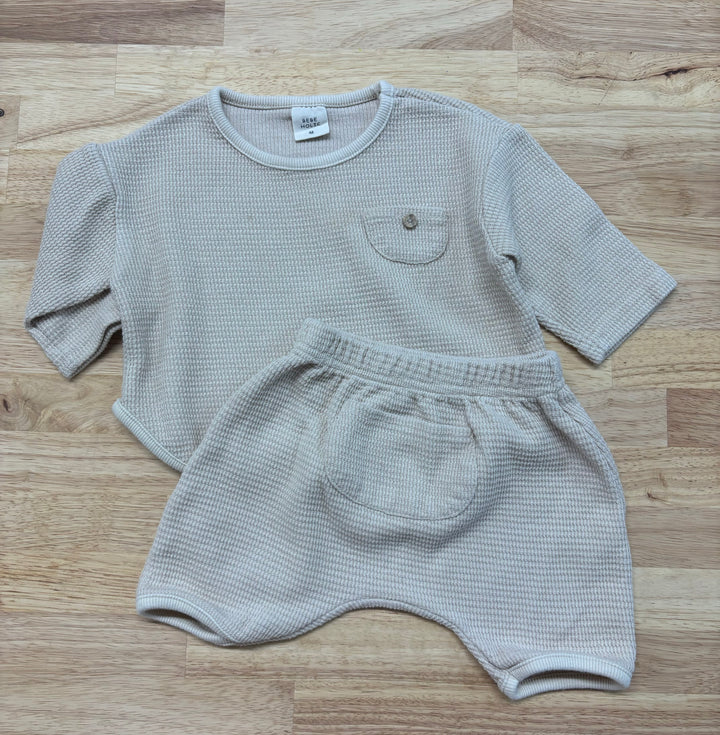 Bebe Holic Medium Shirt (Cream, Waffle Knit) | Estimated 12 m