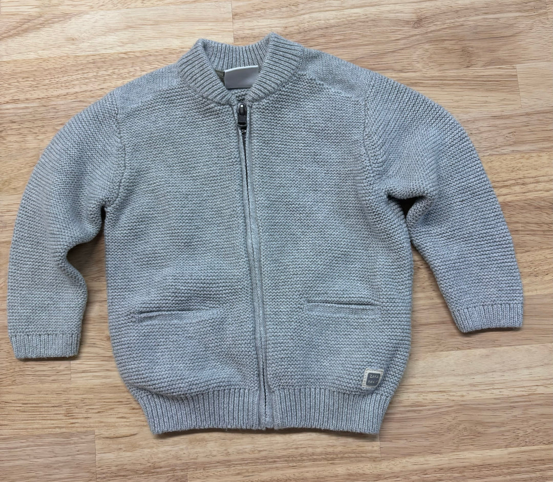 Zara 9-12 Month Zipper Sweater (Heather Grey)