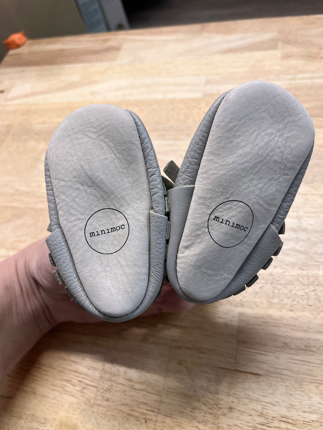 Minimoc Leather Moccasins – Grey (Size 3)
