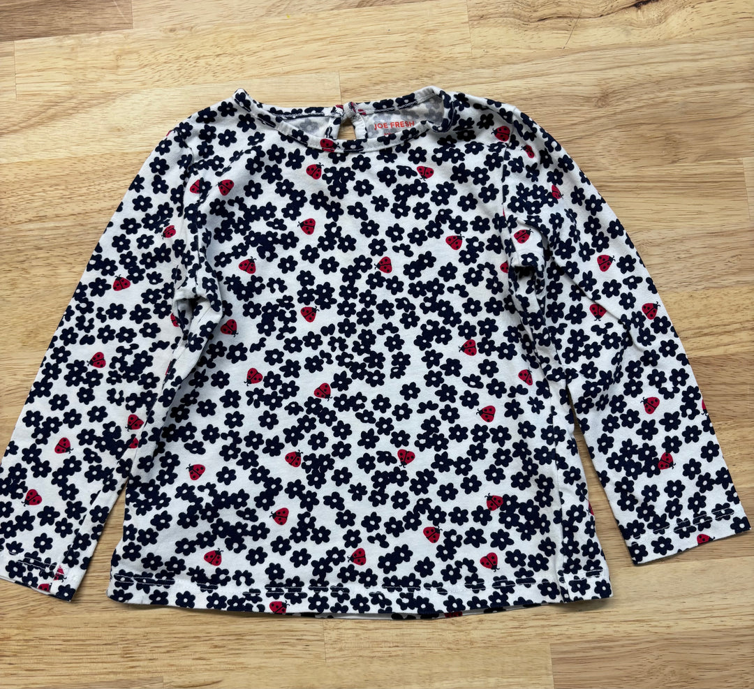 Joe Fresh 12-18 Month Shirt (Blue with Flowers & Ladybugs)