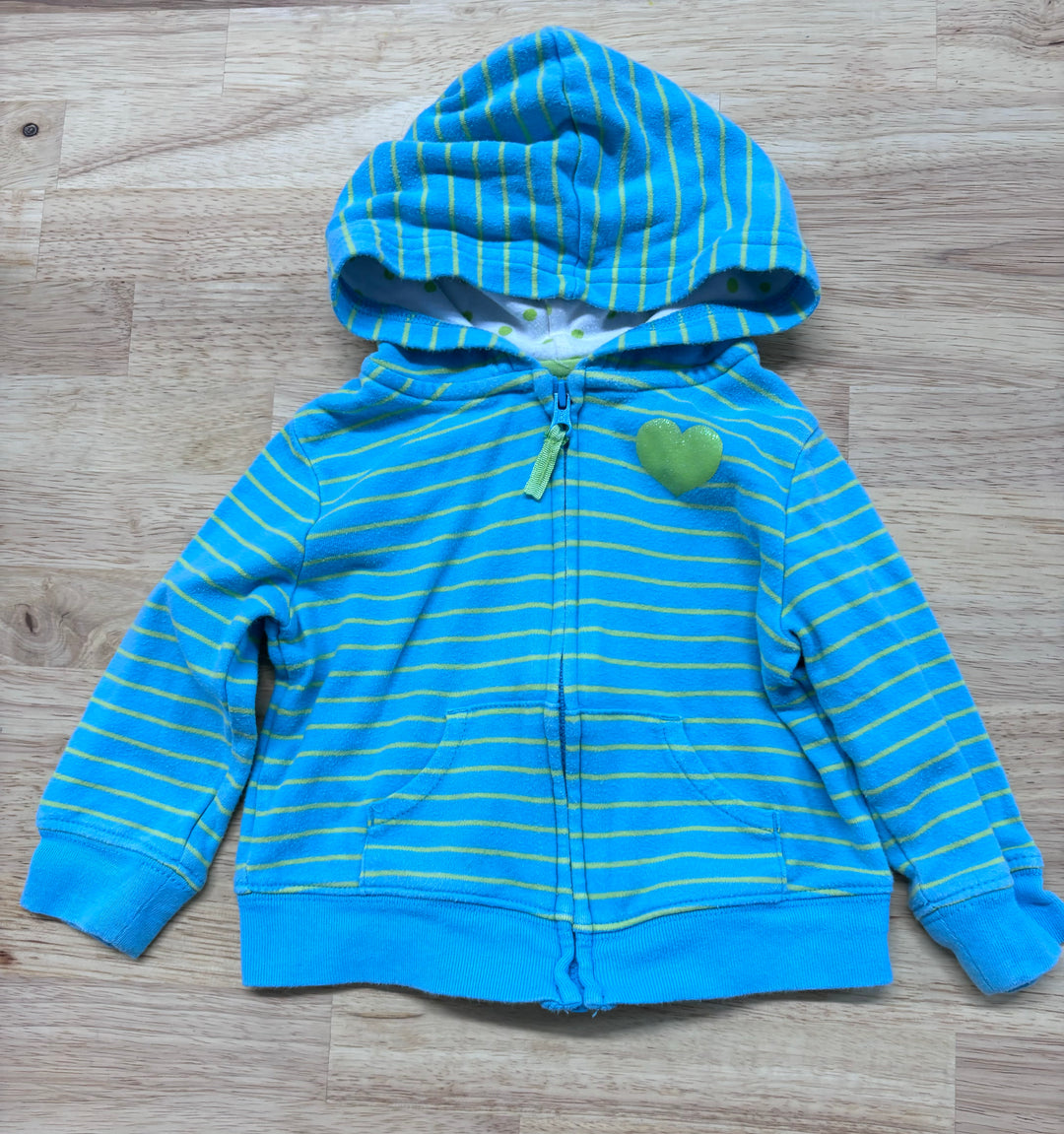 Carters 9 Month Hoodie (Blue with Green Stripes)