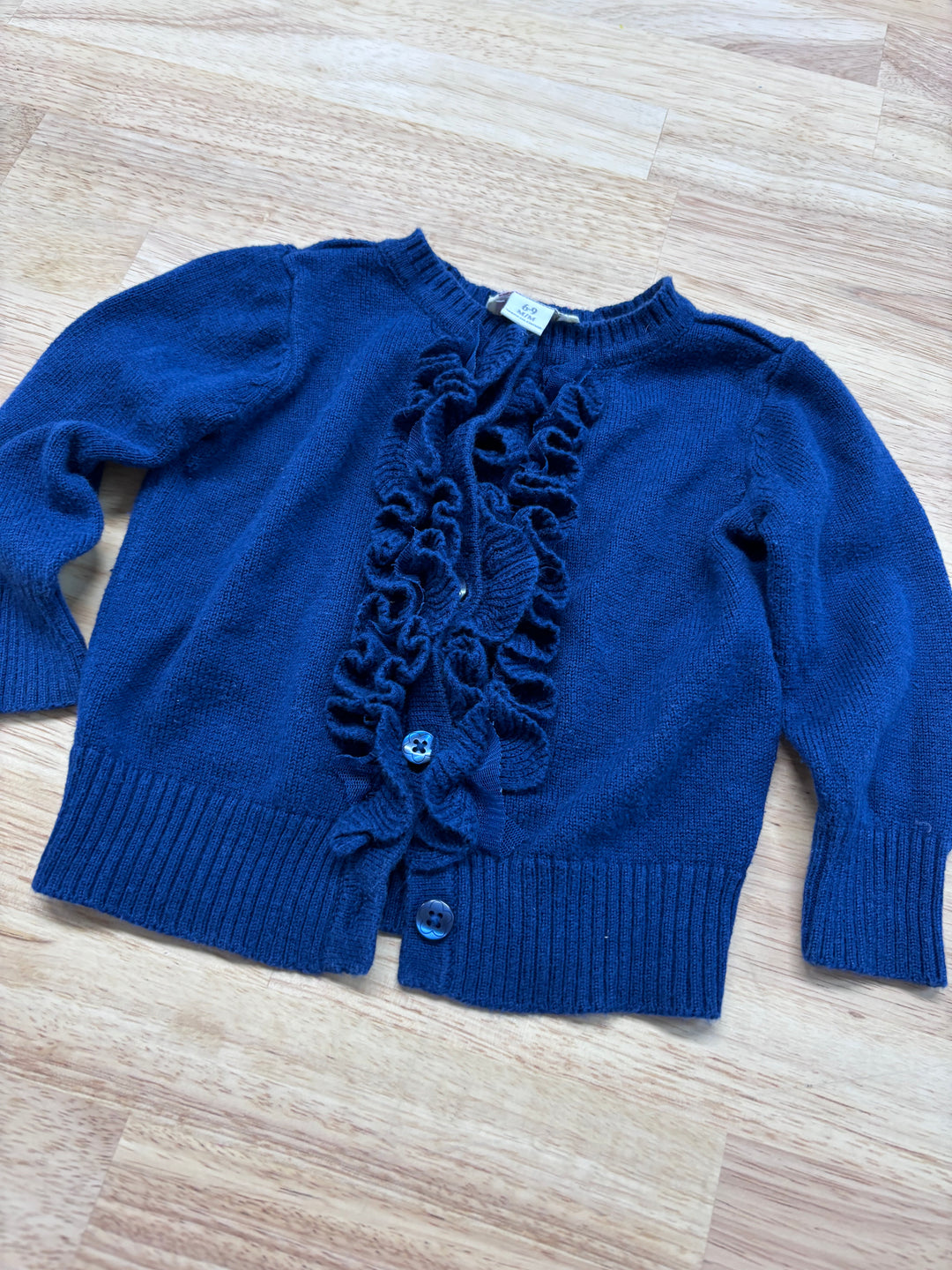 Children's Place 6-9 Month Knit Cardigan (Blue with Ruffles) Imperfect