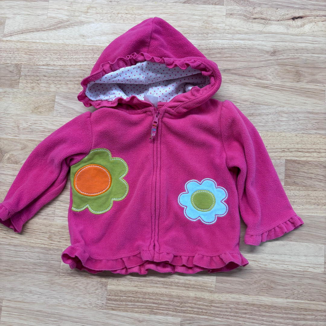 Carters 6 Month Fleece Hoodie (Pink with Flowers)