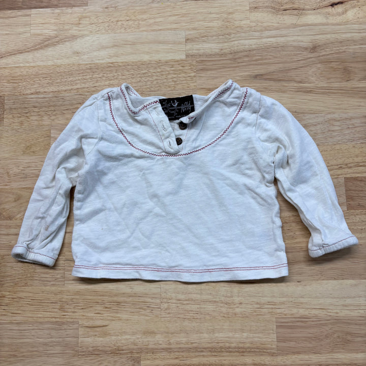 Old Navy 6-12 Month Shirt (Cream with Red Stitching)