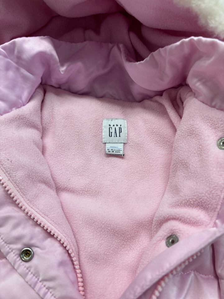 Gap 12-18 Month Jacket (Pink with Faux Fur Edging)