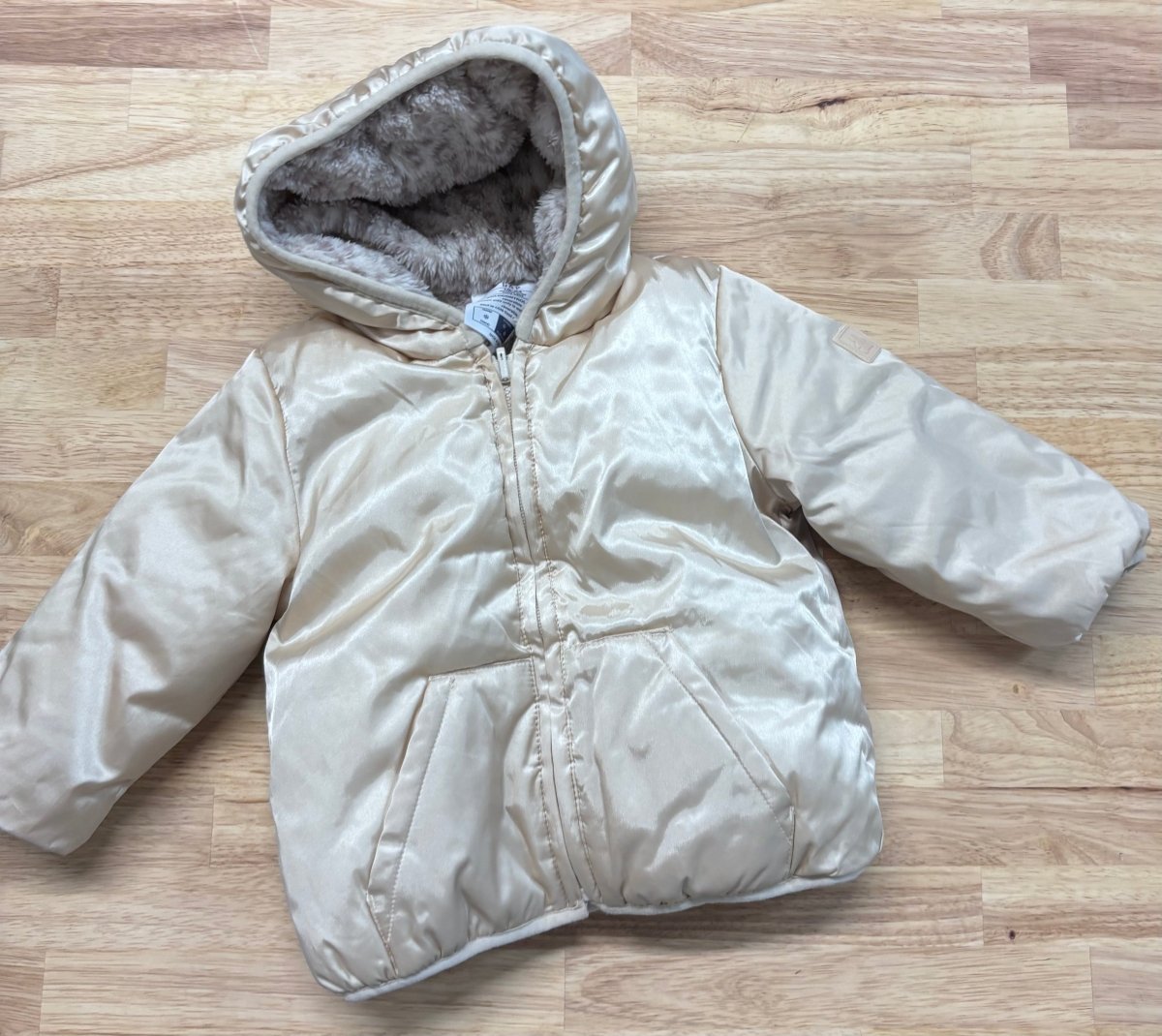 babyGap ColdControl Max Shine Puffer Jacket – Size 18–24M – Gold - Nest and Sprout-Consignment