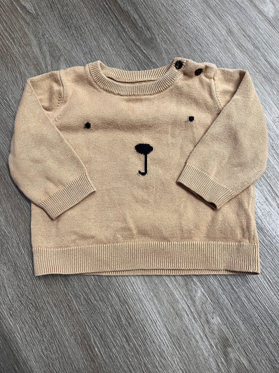 Baby Gap Knit Sweater – 12-18 Months | Honey Caramel | Bear Face