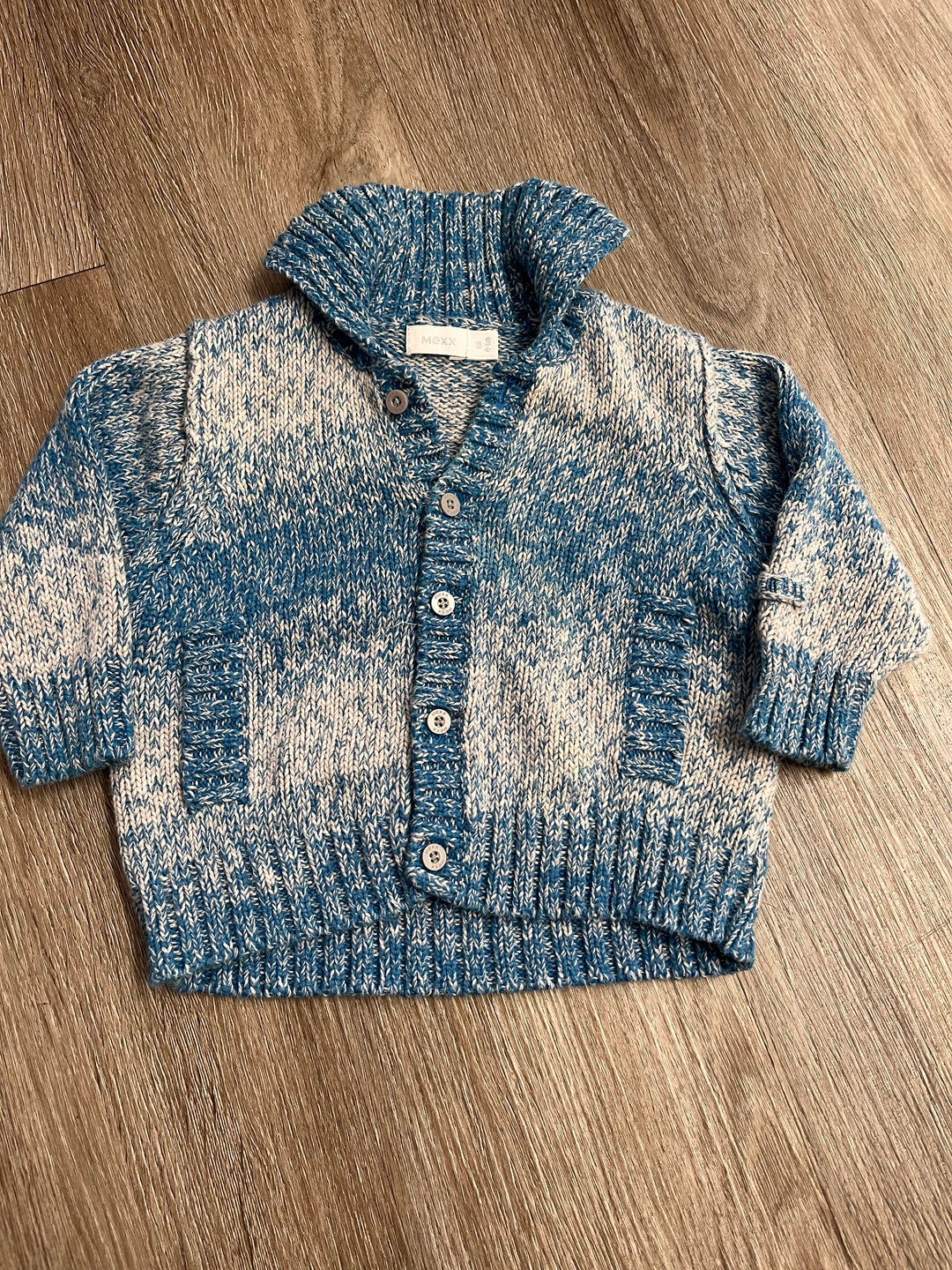 Mexx Knit Sweater – 4-6 Months | Blue | Fold Down Neckline