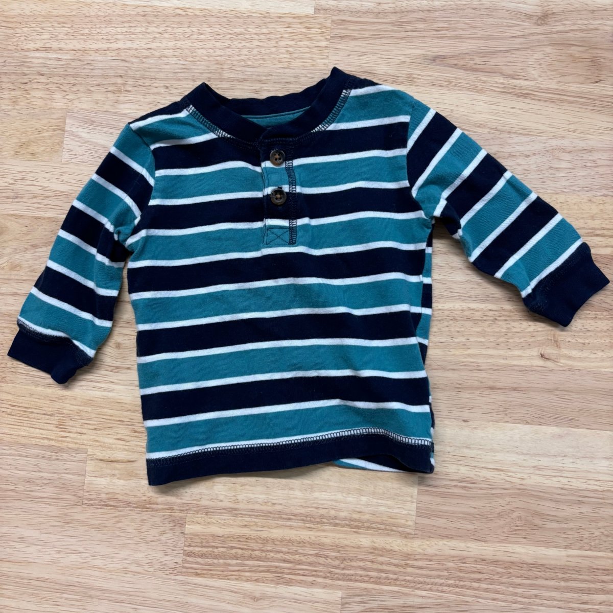 George 3 - 6 Month Shirt (Blue Stripes) - Nest and Sprout - Consignment