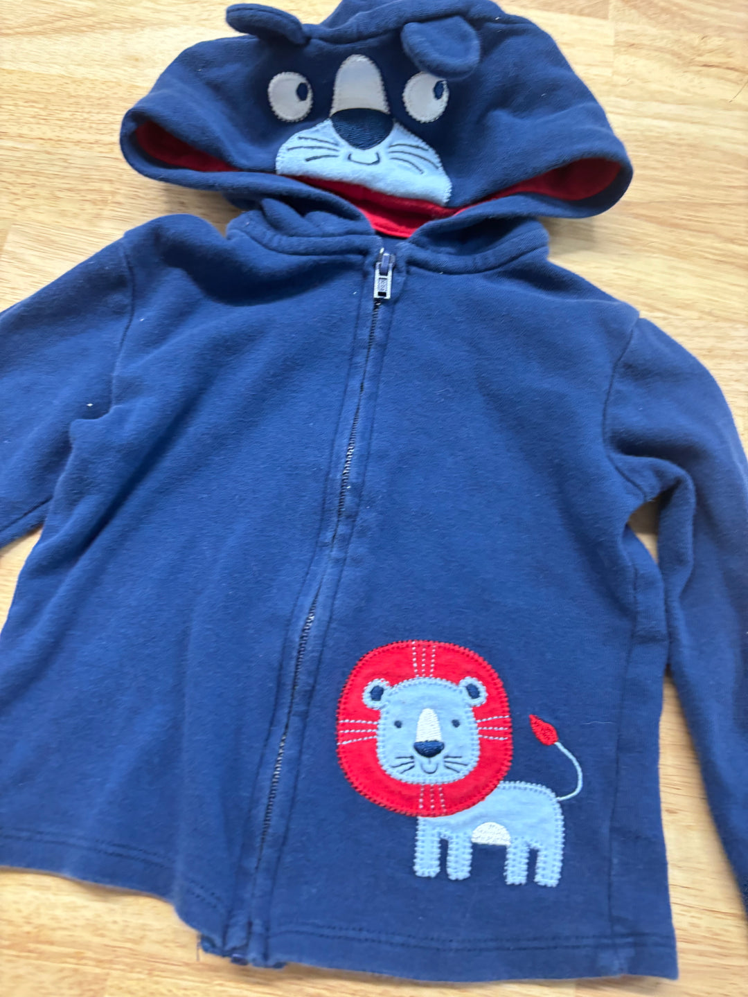 Pekkle 18 Month Zip-Up Sweater (Blue with Lion)