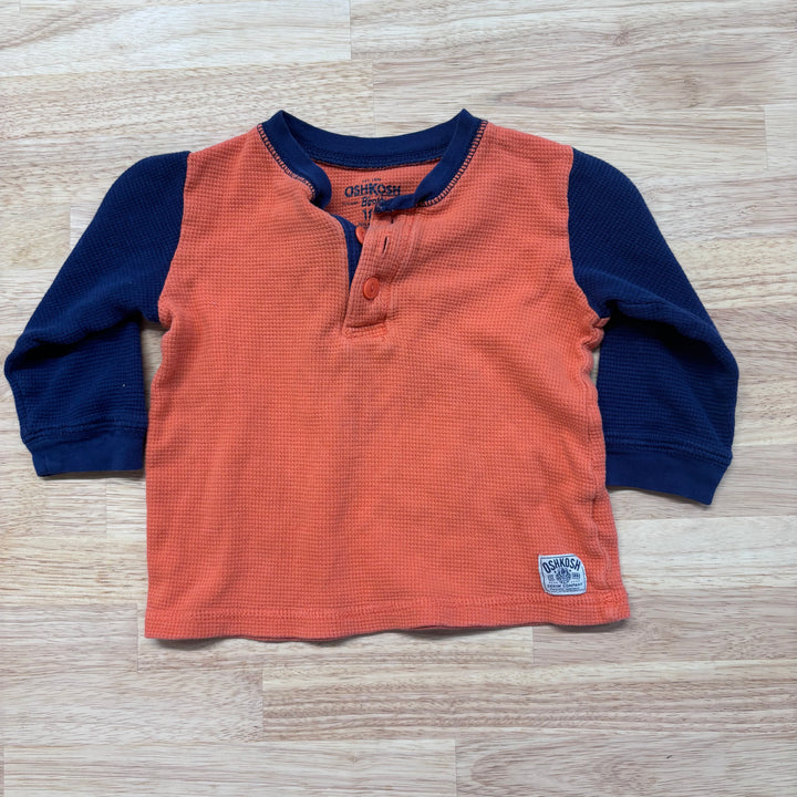 Oshkosh 18 Month Waffle Henley Shirt (Orange & Blue)