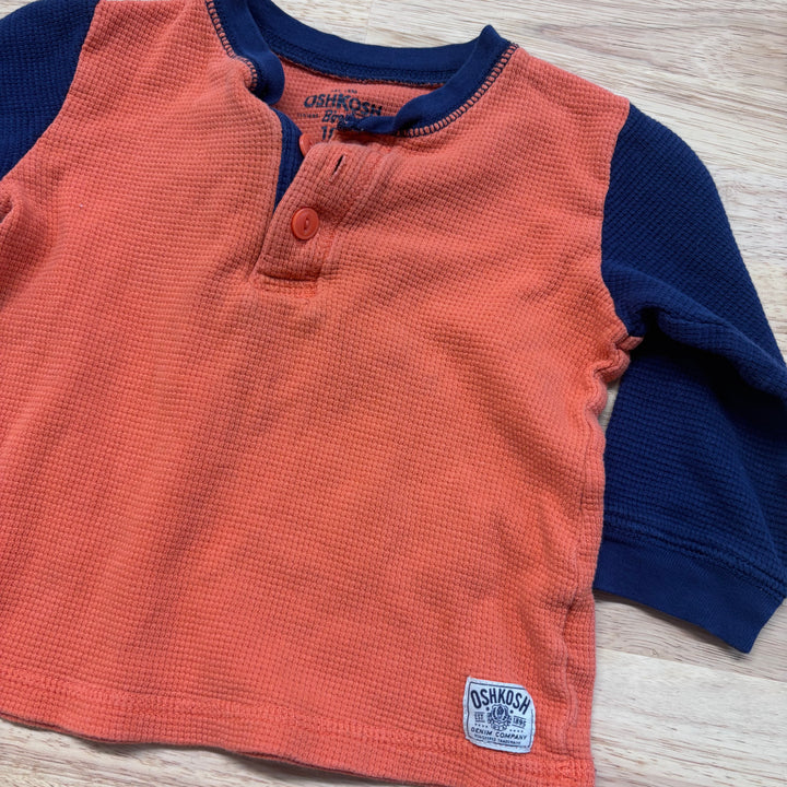 Oshkosh 18 Month Waffle Henley Shirt (Orange & Blue)