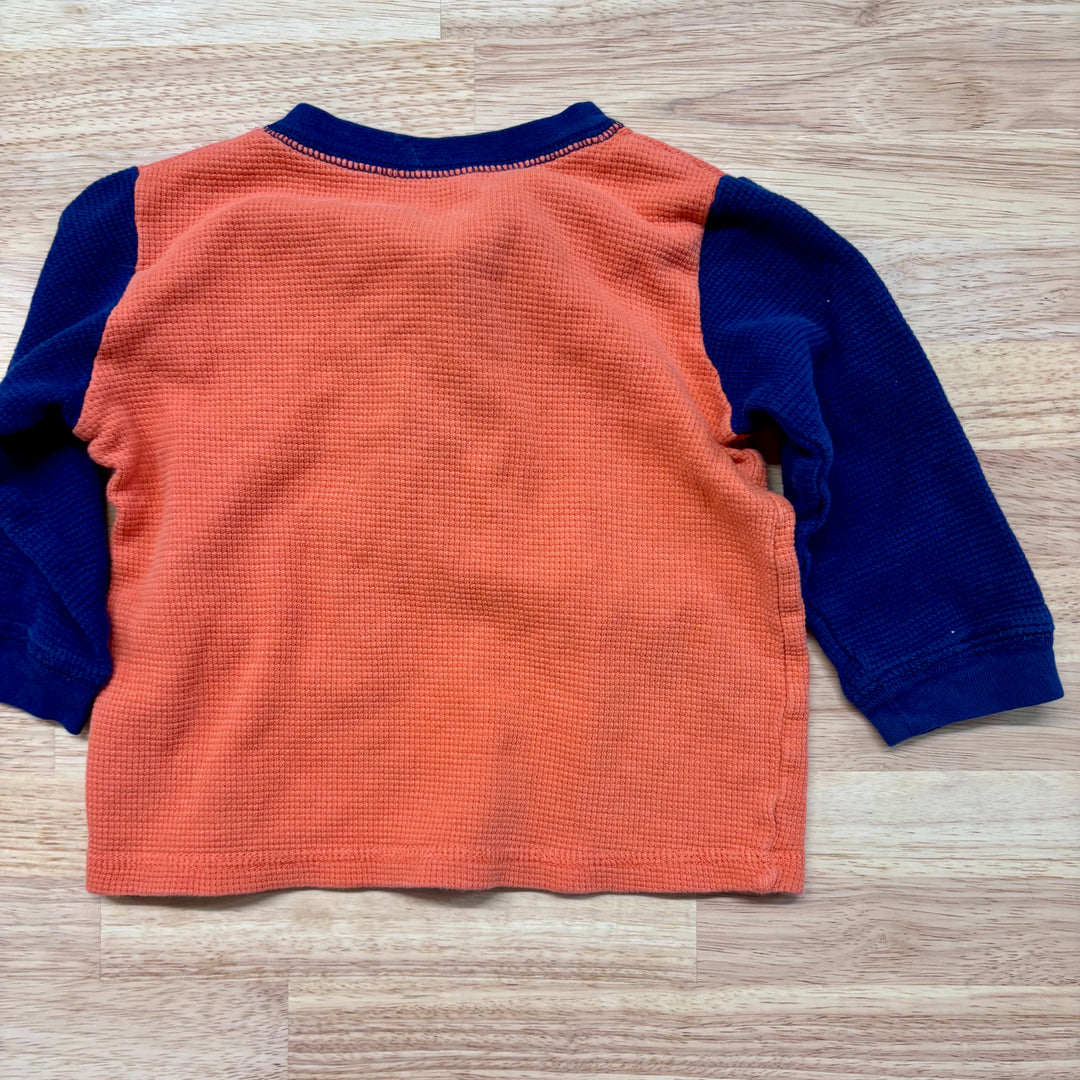 Oshkosh 18 Month Waffle Henley Shirt (Orange & Blue)