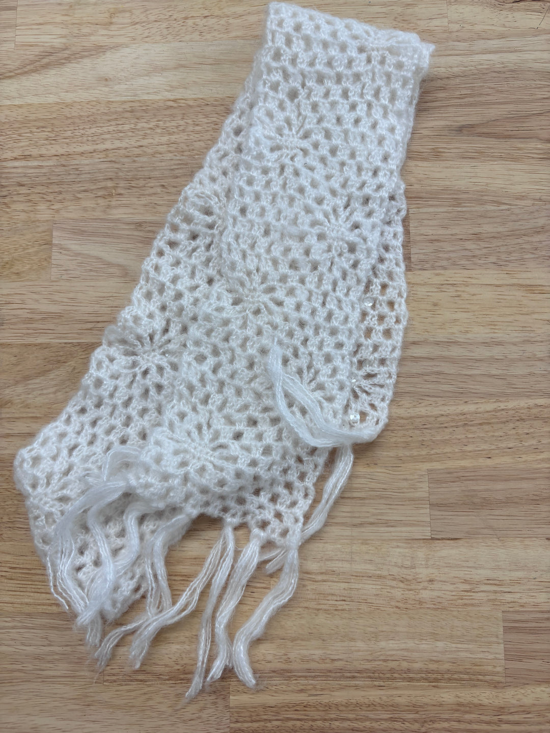 White Knit Scarf, One Size