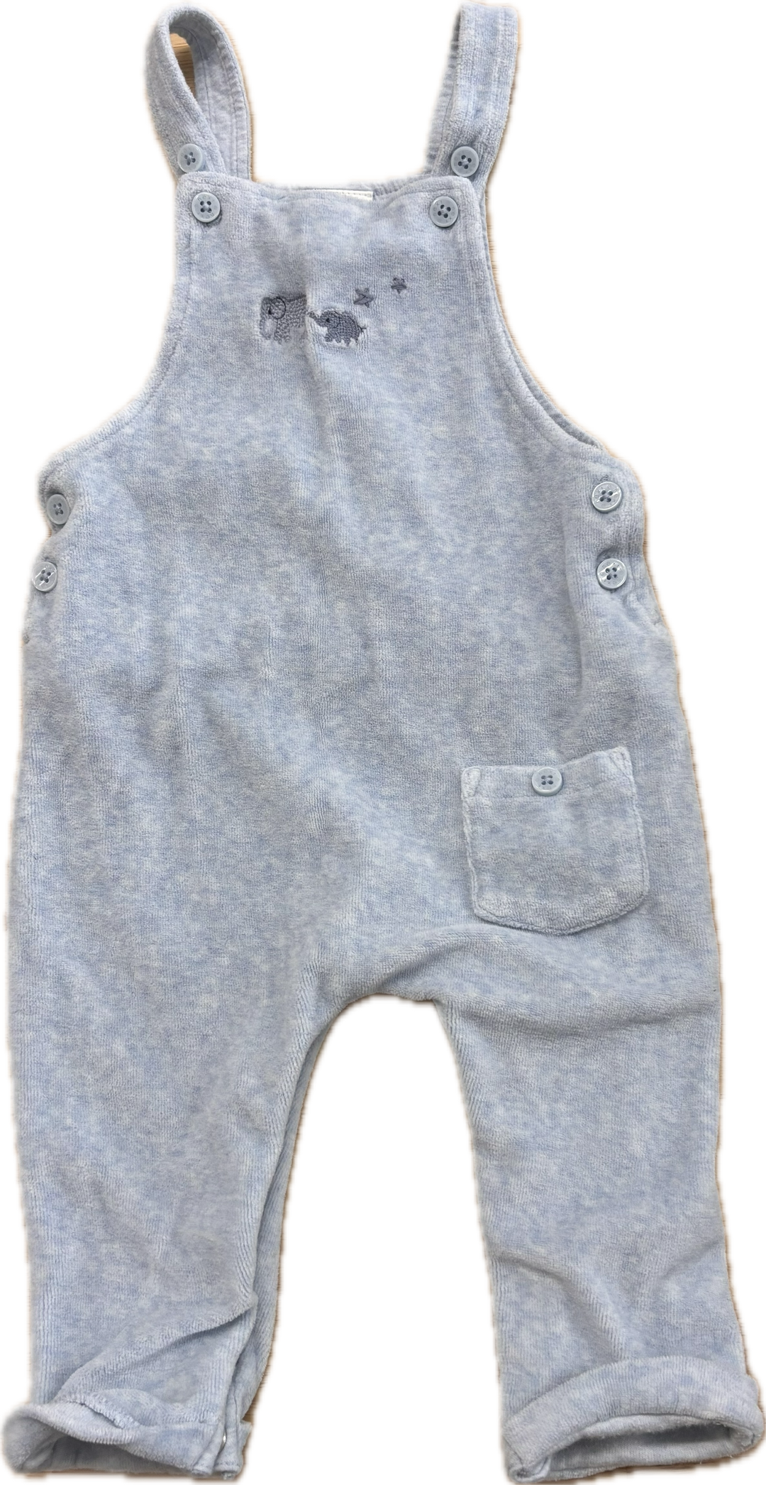 NEXT Baby 6-9M Velour Blue Dungaree