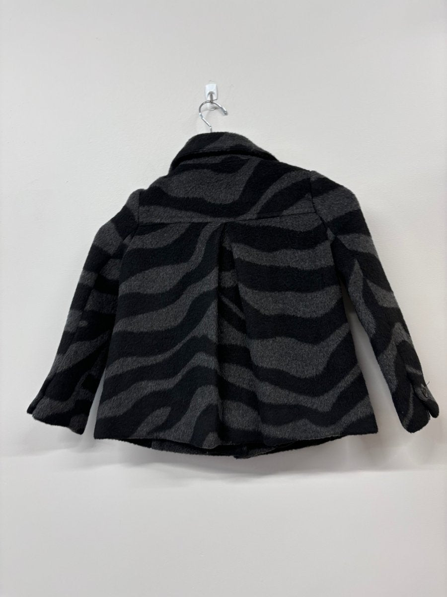 Gap Zebra Stripe Pea Coat – Size 6/7 (Small) – Grey & Black - Nest and Sprout - Consignment