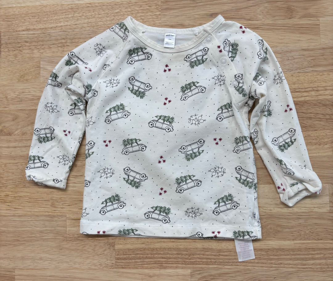 Petit Lem Holiday Shirt (Car & Tree) 18M Stained