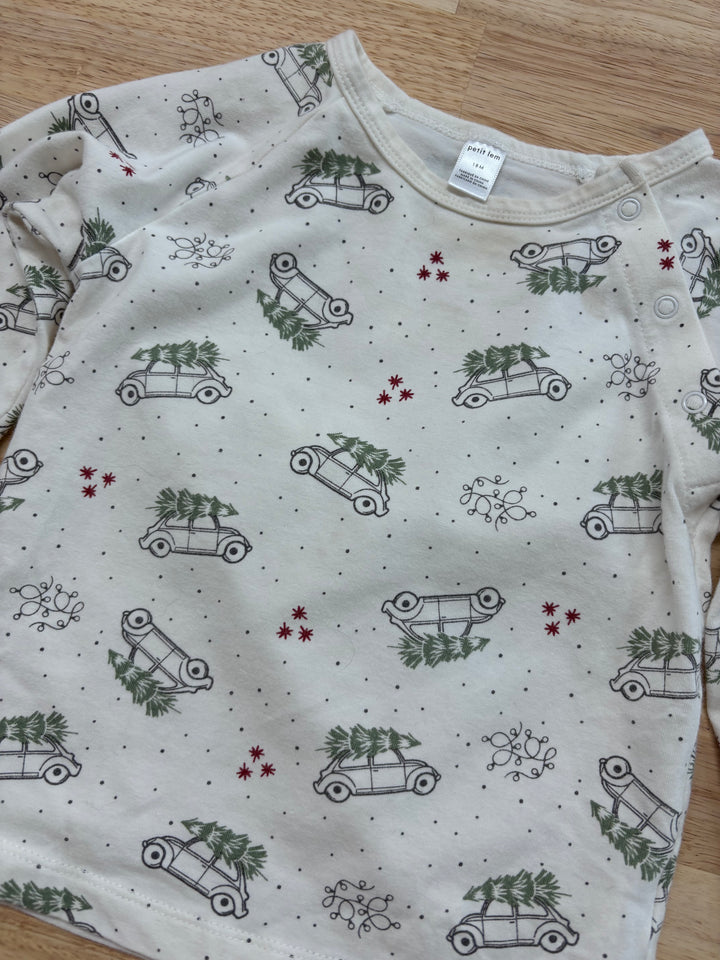 Petit Lem Holiday Shirt (Car & Tree) 18M Stained