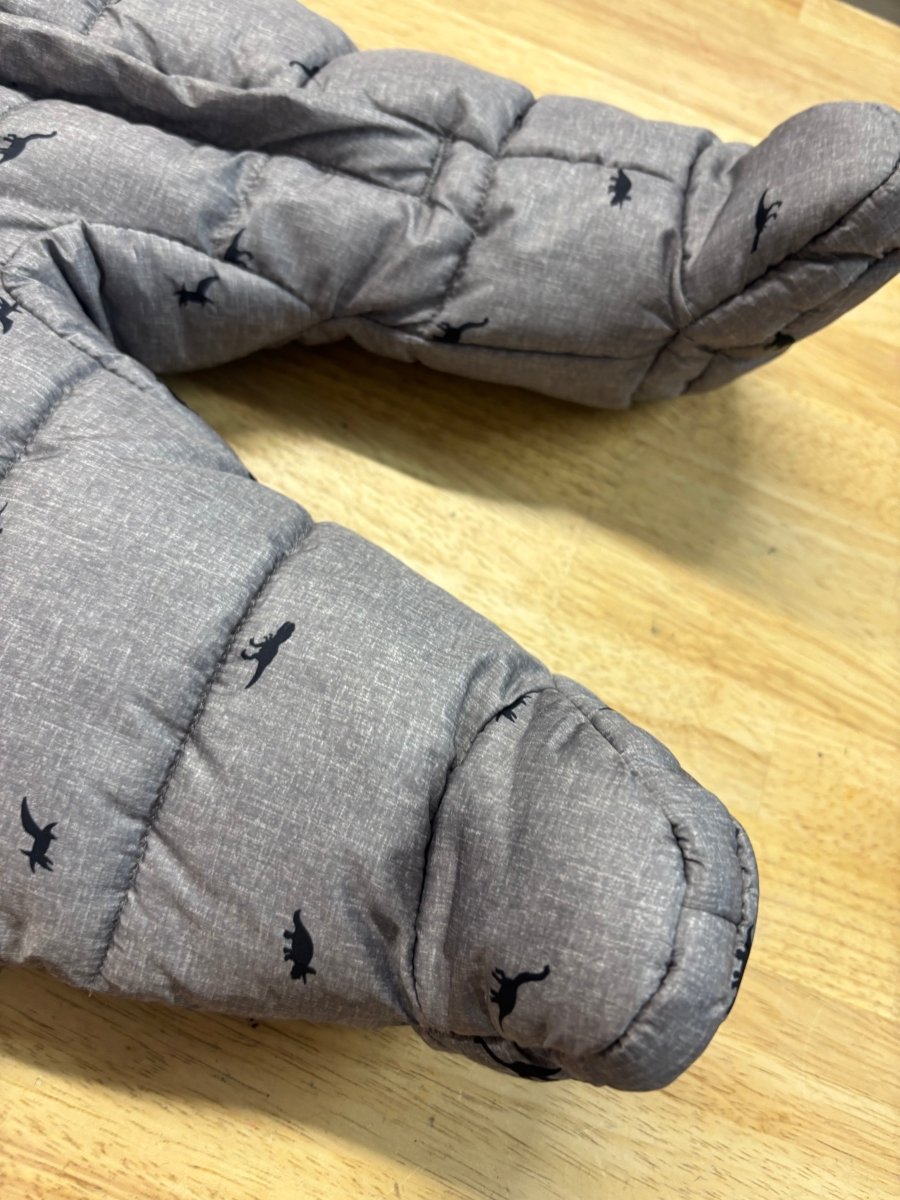 George Dinosaur Footed Snowsuit – Grey | 3–6M - Nest and Sprout - Consignment