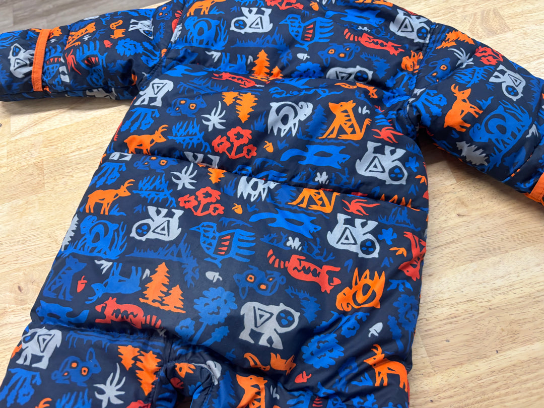 Columbia Down Bunting Suit – Forest Animal Print | 12–18M