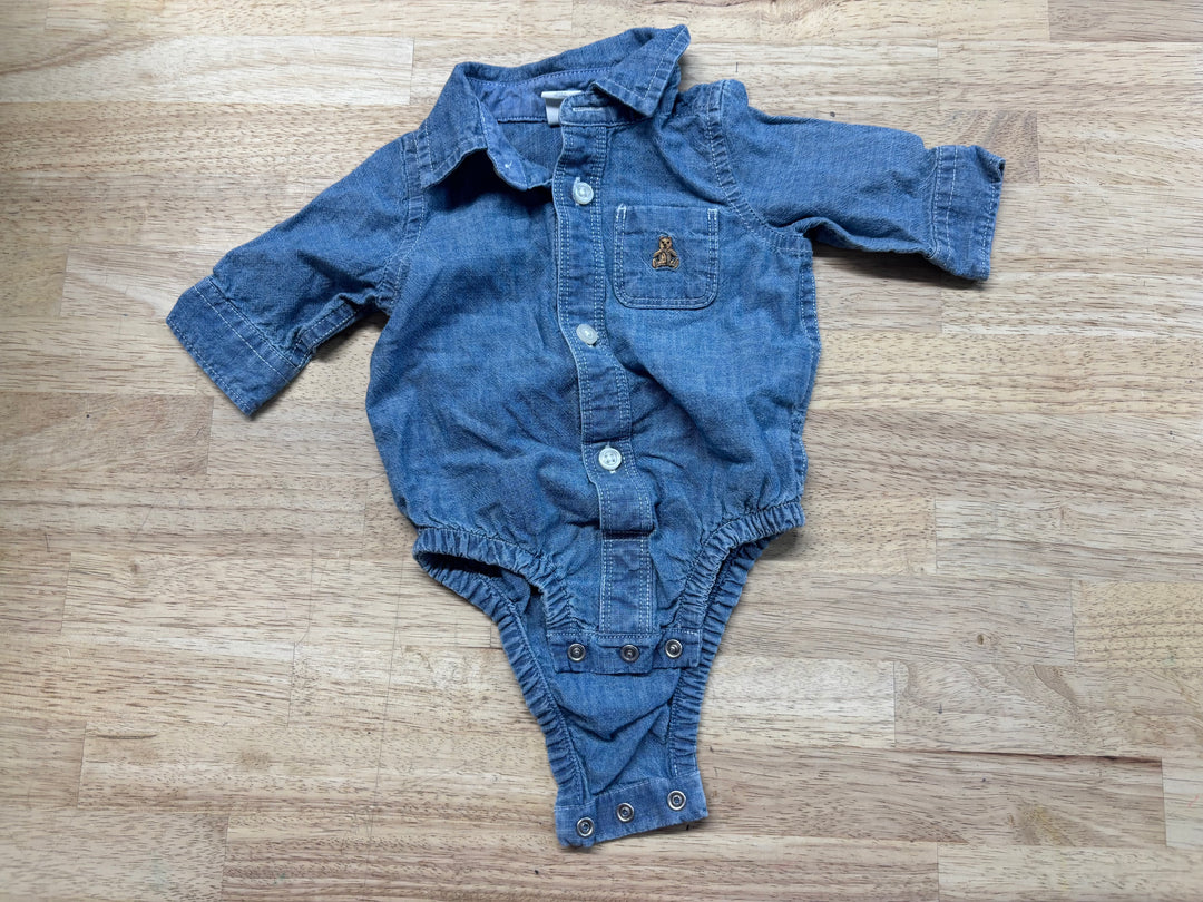 Baby Gap Denim Bodysuit – Blue | 0–3M