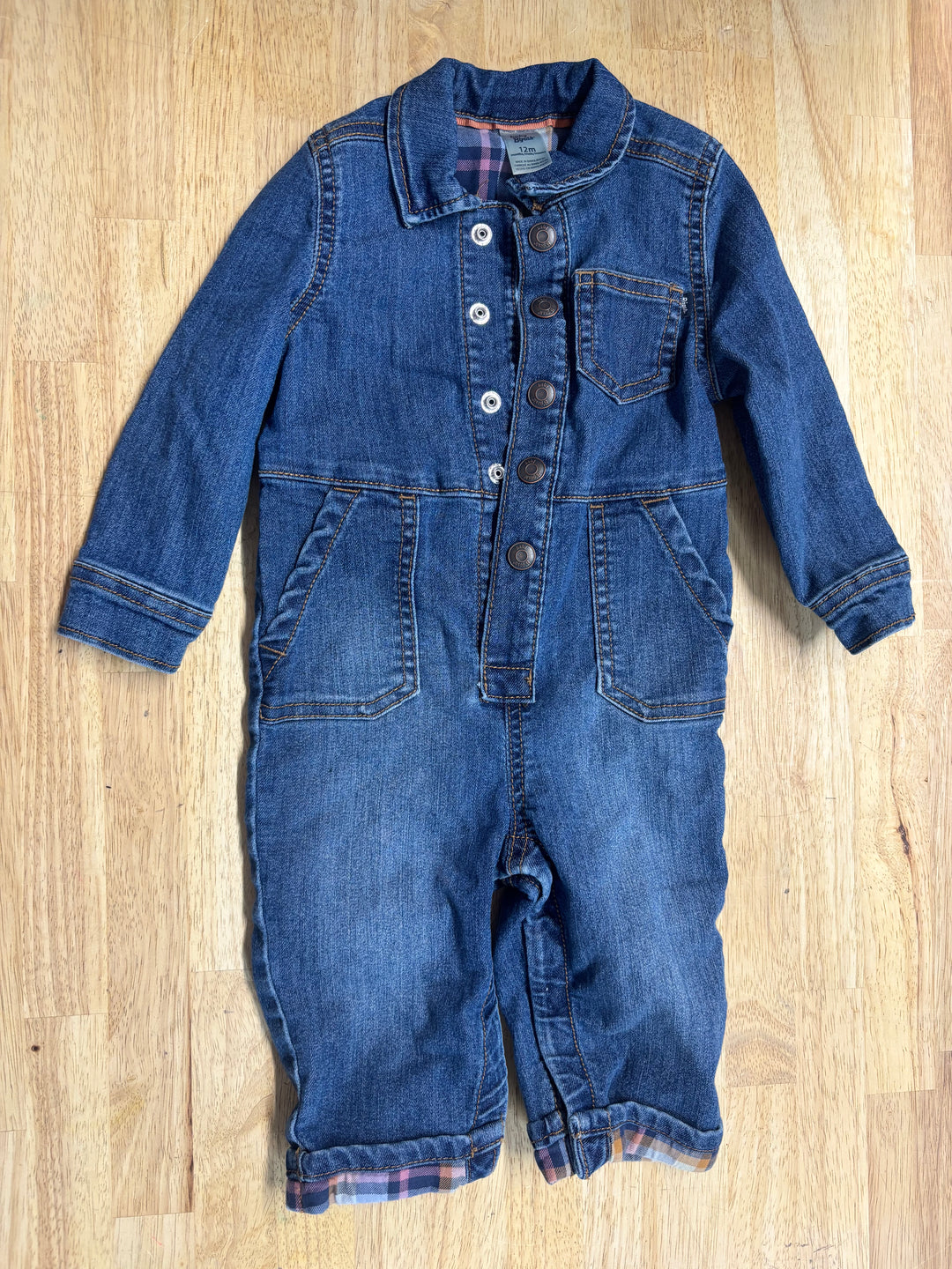 OshKosh Denim Jumpsuit – Medium Wash | 12M