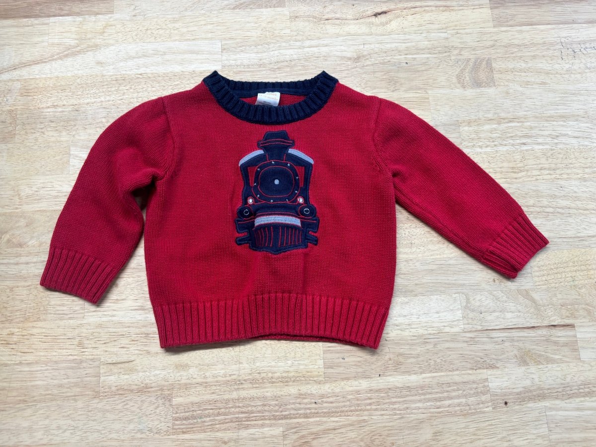 Gymboree Knit Sweater – Red Train | 12–18M - Nest and Sprout - Consignment
