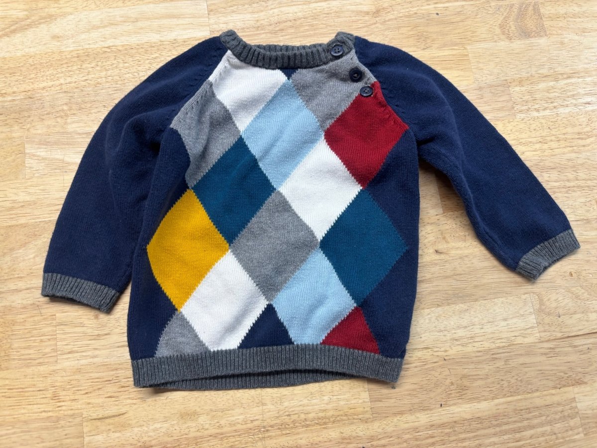 H&M Diamond Knit Sweater – Cream | 9–12M - Nest and Sprout - Consignment
