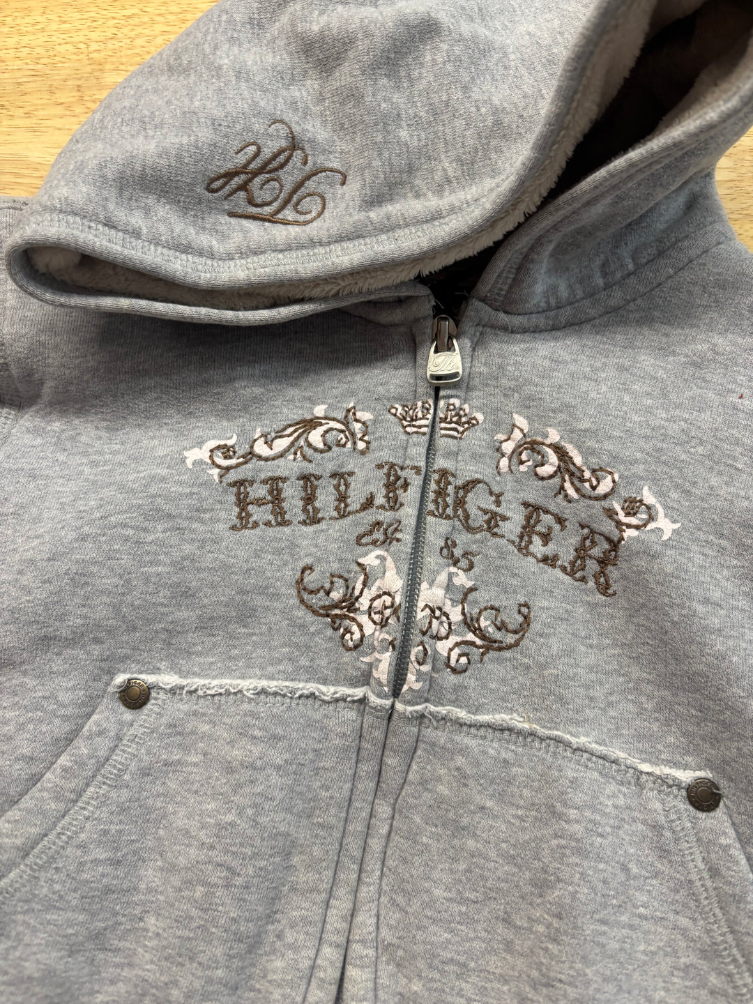 Tommy Hilfiger Sherpa-Lined Sweater – Grey | Size 8