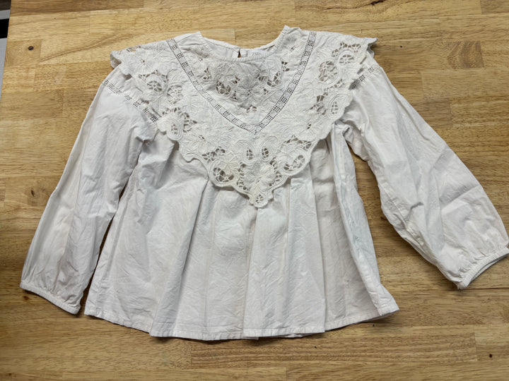 Zara Lace Detail Long Sleeve Top – White | Size 6 (116 cm)