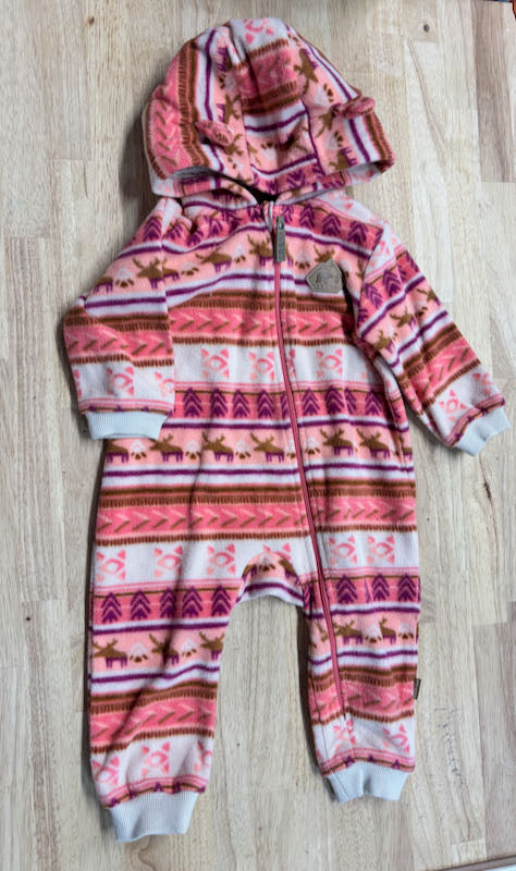 Souris Mini Fleece Bunting Suit – Pink/Purple Print | 12–18M